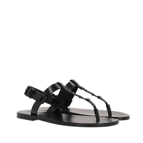 Saint Laurent Black Calfskin Flat Sandals Saint Laurent