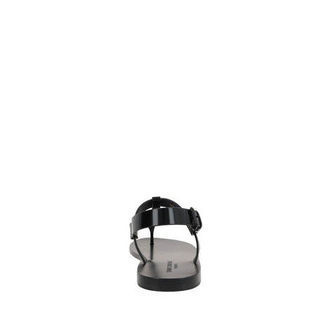 Saint Laurent Black Calfskin Flat Sandals Saint Laurent