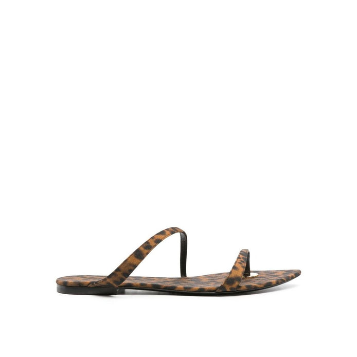 Saint Laurent Brown Fabric Flat Sandals Saint Laurent