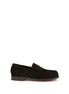 Santoni Brown Calf Leather Bos Taurus Slip-On Loafers