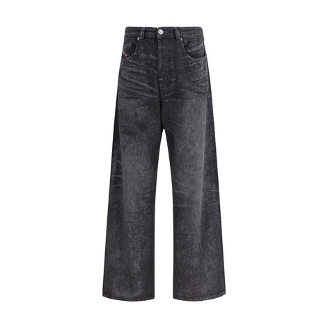 Diesel Black Cotton Relaxed Fit Jeans Diesel