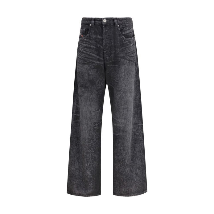 Diesel Black Cotton Relaxed Fit Jeans Diesel