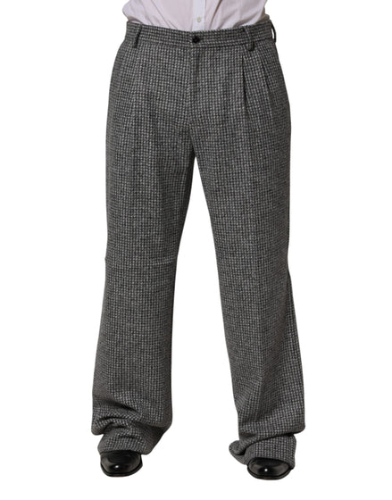 Pantalon droit gris à motif pied-de-poule Dolce &amp; Gabbana