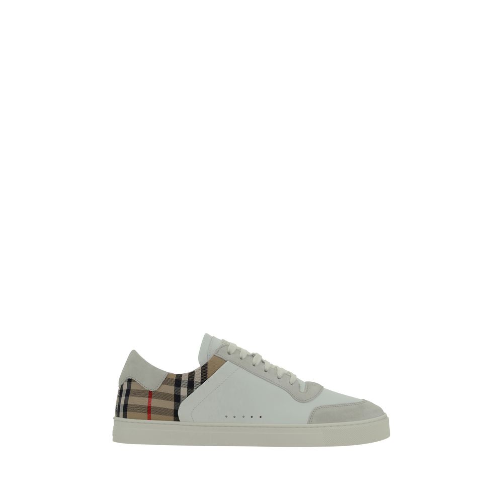 Burberry White Calf Leather Bos Taurus Low Top Sneakers Burberry