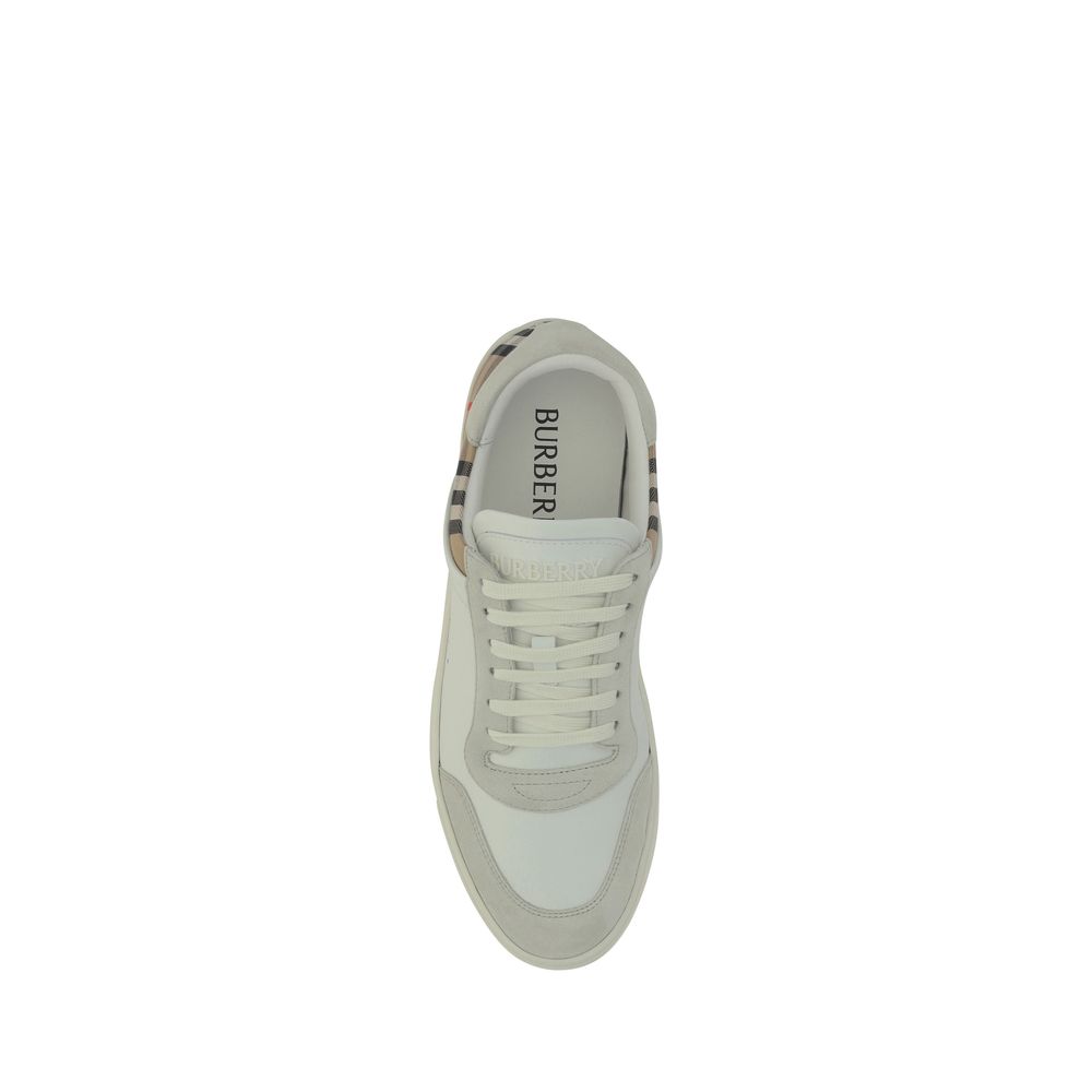 Burberry White Calf Leather Bos Taurus Low Top Sneakers Burberry