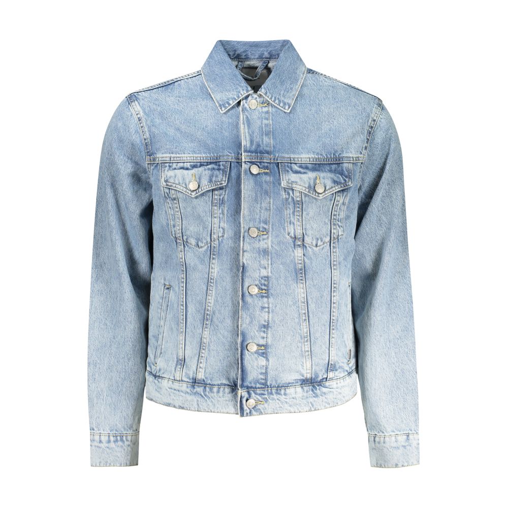 Pepe Jeans Azzurro Cotton Men Jacket Pepe Jeans