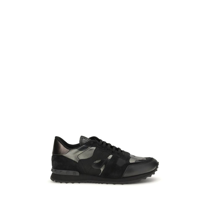 Valentino Garavani Black Calf Leather Bos Taurus Athletic Sneakers Valentino Garavani