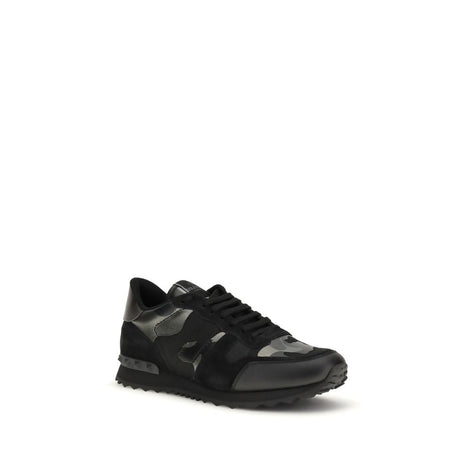 Valentino Garavani Black Calf Leather Bos Taurus Athletic Sneakers Valentino Garavani