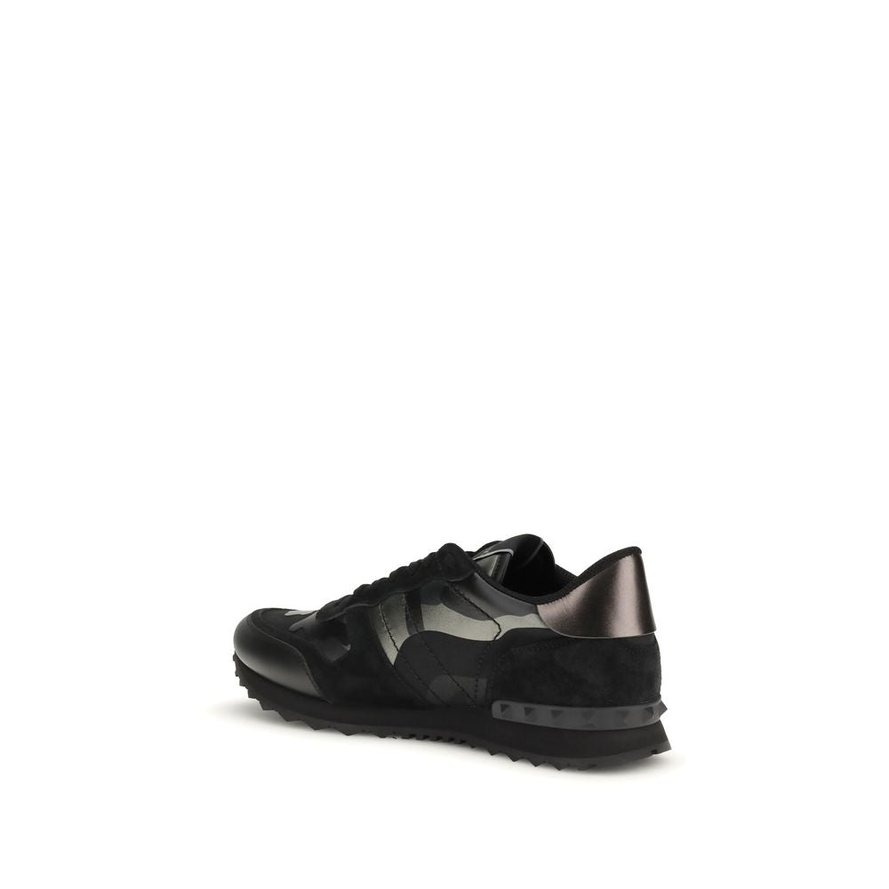 Valentino Garavani Black Calf Leather Bos Taurus Athletic Sneakers Valentino Garavani