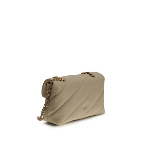 PINKO Beige Calf Leather Bos Taurus Shoulder Bag
