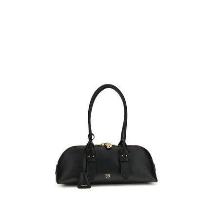 PINKO Black Calf Leather Bos Taurus Shoulder Bag