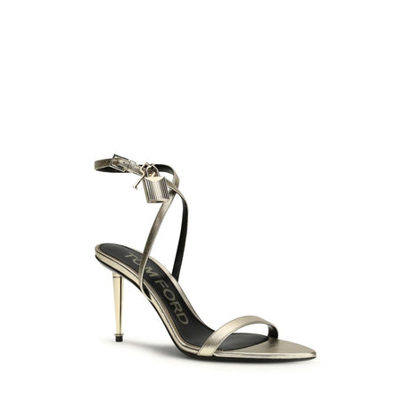 Tom Ford Gold Calf Leather Bos Taurus Stiletto Heel Sandals Tom Ford