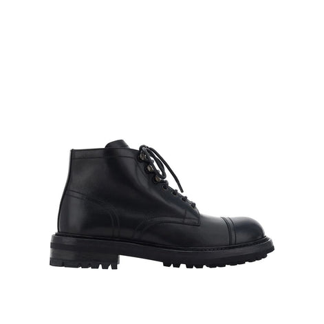 Dolce & Gabbana Black Calfskin Lace-Up Boots Dolce & Gabbana