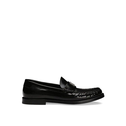 Dolce & Gabbana Black Calfskin Slip-On Loafers Dolce & Gabbana
