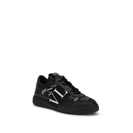 Valentino Garavani Black Calf Leather Bos Taurus Low Top Sneakers Valentino Garavani