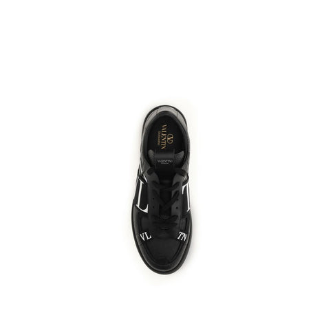 Valentino Garavani Black Calf Leather Bos Taurus Low Top Sneakers Valentino Garavani