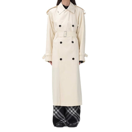 Burberry White Cotton Coat Burberry
