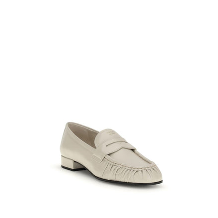 Prada Cream Calf Leather Bos Taurus Slip-On Loafers