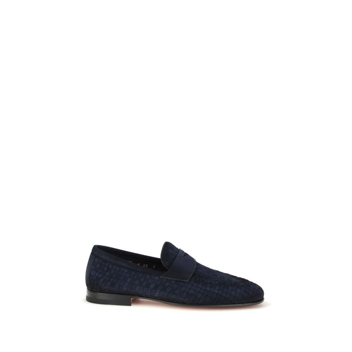 Santoni Bos Taurus Slipper aus blauem Kalbsleder
