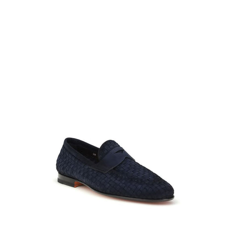 Santoni Bos Taurus Slipper aus blauem Kalbsleder