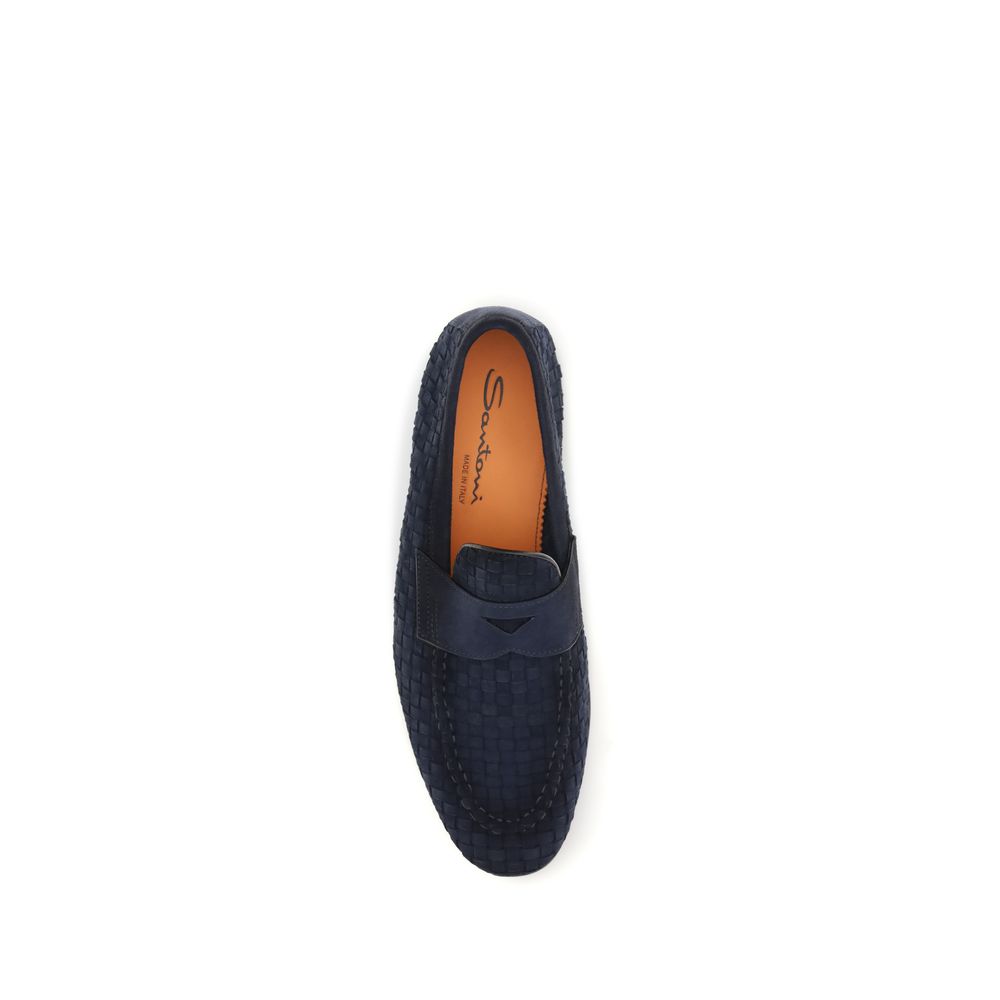Santoni Bos Taurus Slipper aus blauem Kalbsleder