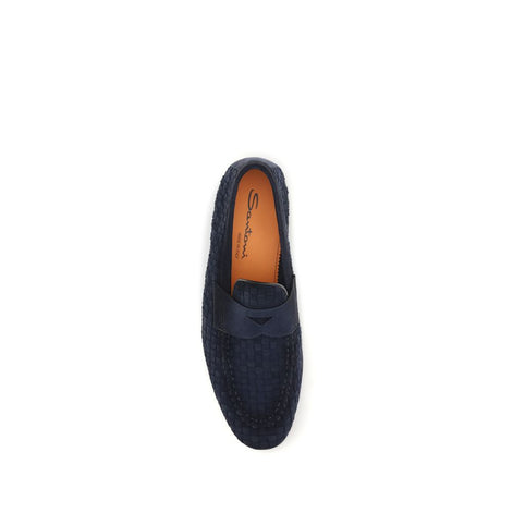 Santoni Bos Taurus Slipper aus blauem Kalbsleder