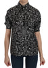 Dolce & Gabbana Black Musical Instrument Collared Blouse Shirt Dolce & Gabbana