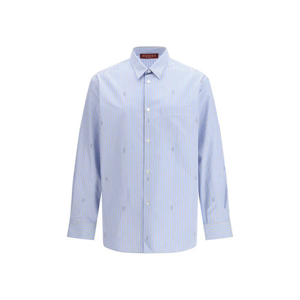 Gucci Light Blue Cotton Pattern Shirt