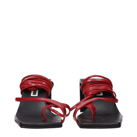 Jil Sander Red Leather Flip-Flop Sandals