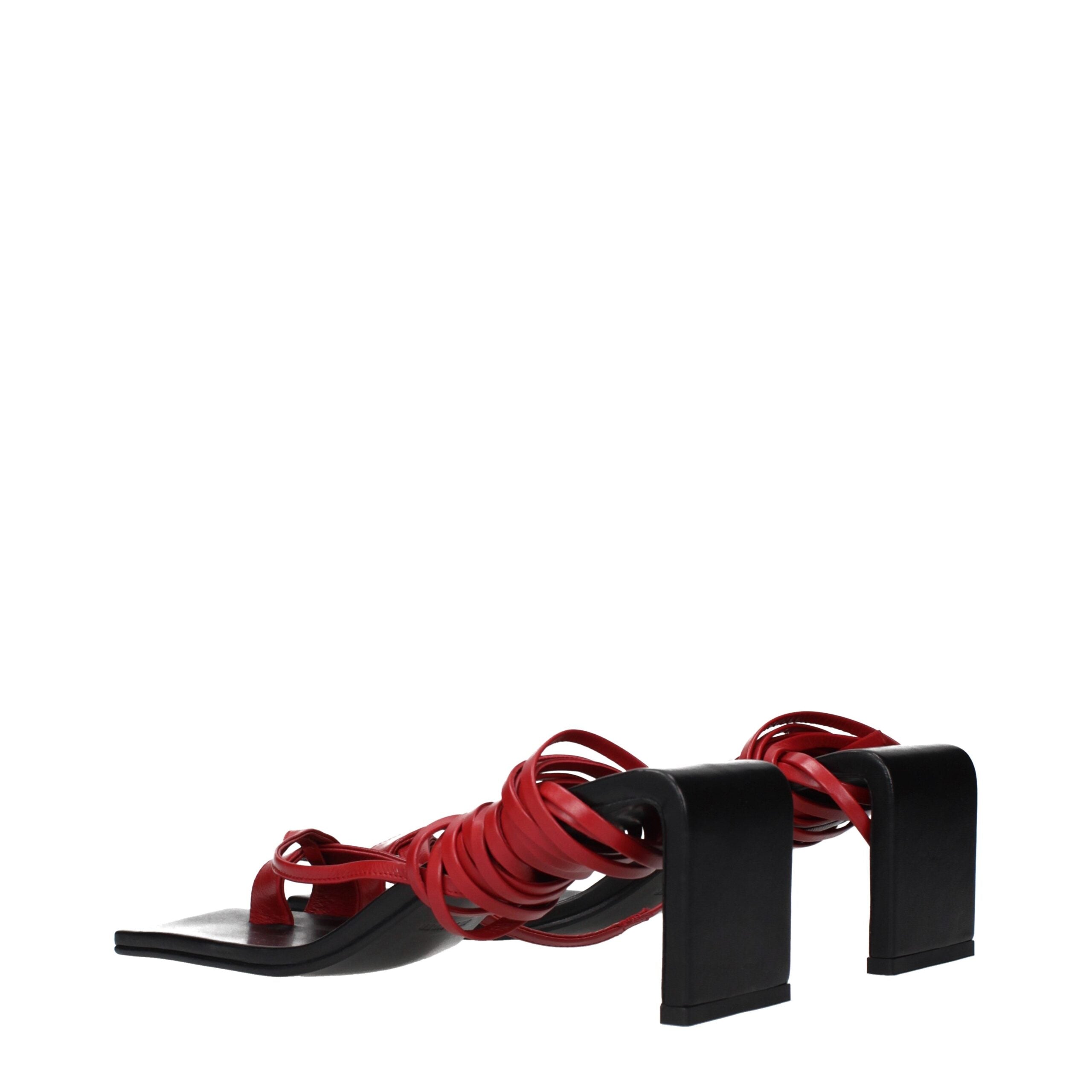 Jil Sander Red Leather Flip-Flop Sandals