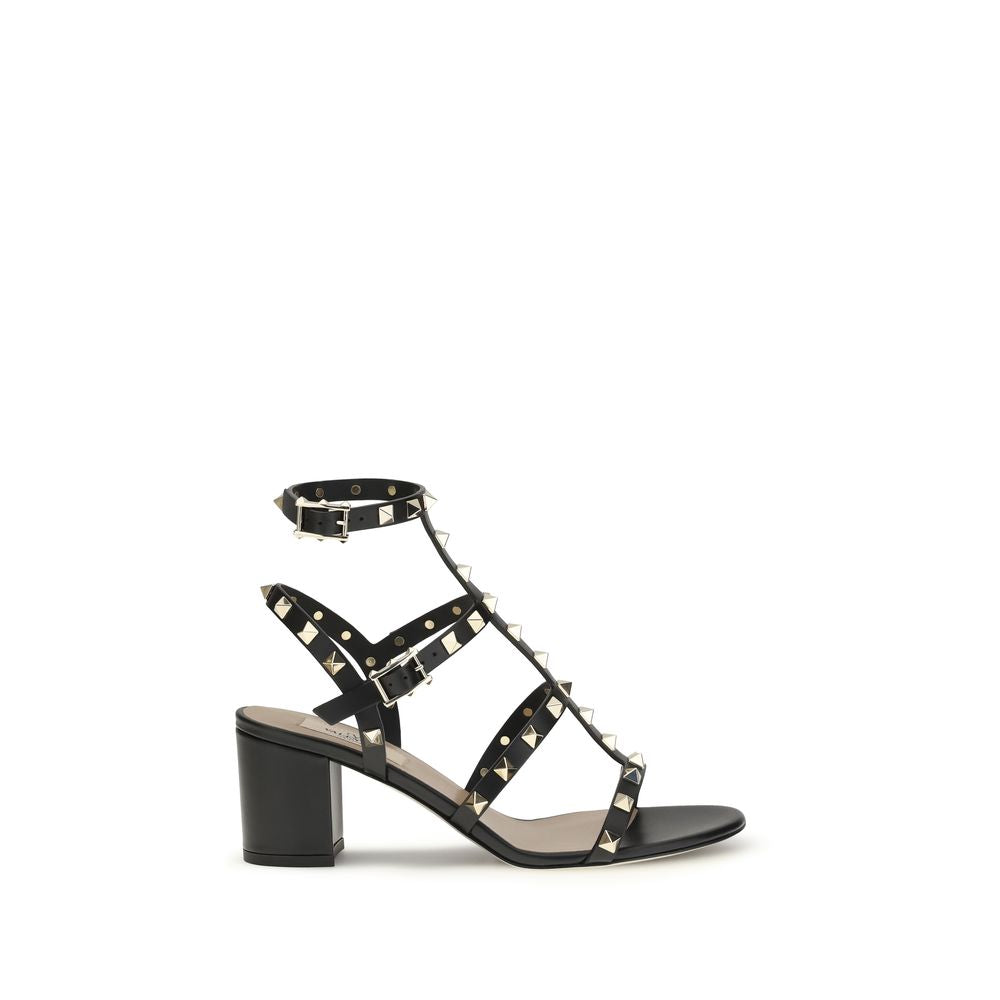 Valentino Garavani Black Calf Leather Bos Taurus Platform Sandals Valentino Garavani