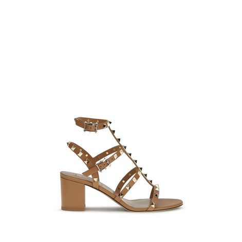 Valentino Garavani Beige Calf Leather Bos Taurus Strap-On Sandals Valentino Garavani