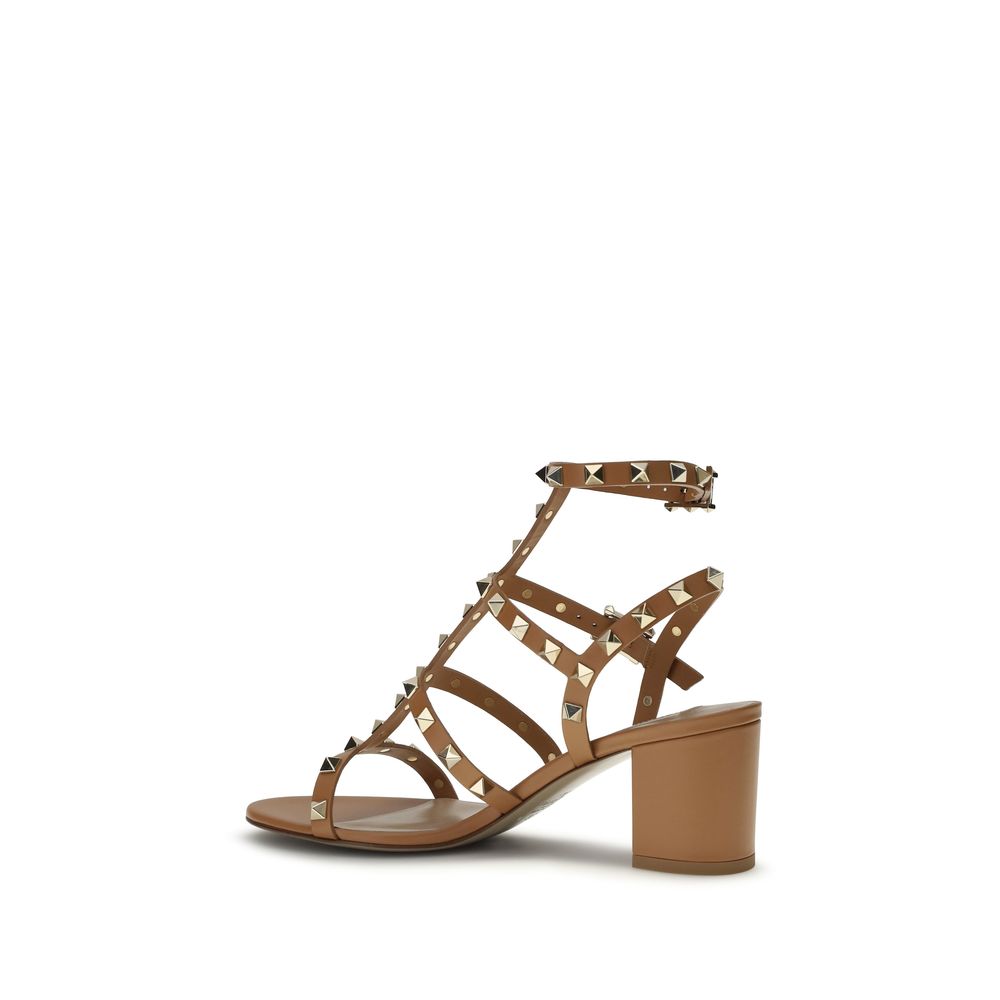 Valentino Garavani Beige Calf Leather Bos Taurus Strap-On Sandals Valentino Garavani