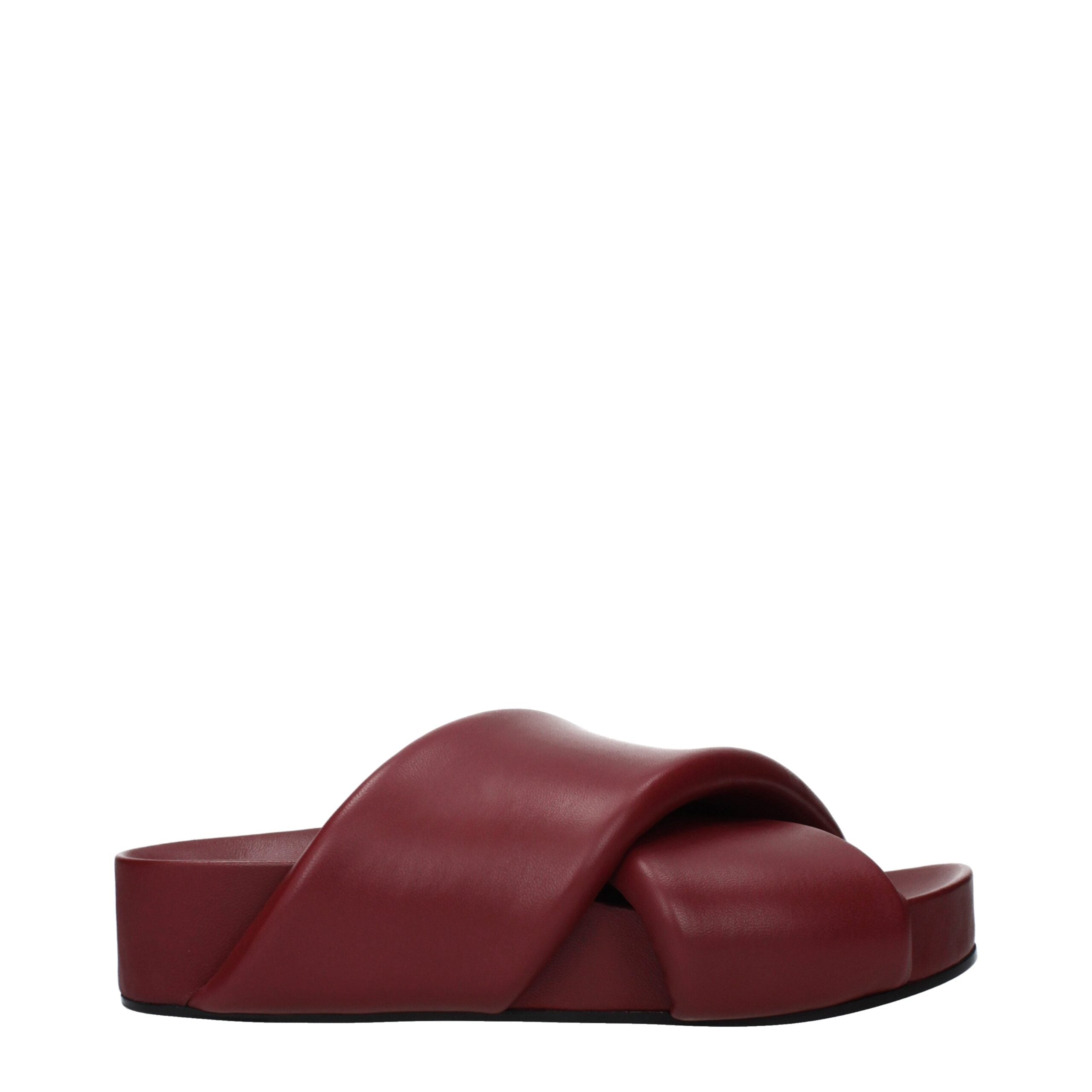 Jil Sander Red Leather Slippers