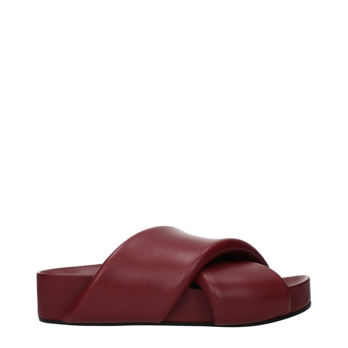 Jil Sander Red Leather Slippers