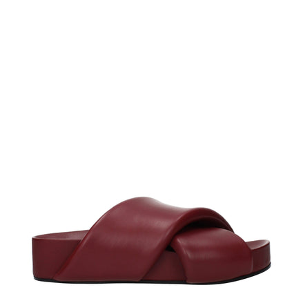 Jil Sander Red Leather Slippers