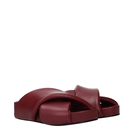 Jil Sander Red Leather Slippers
