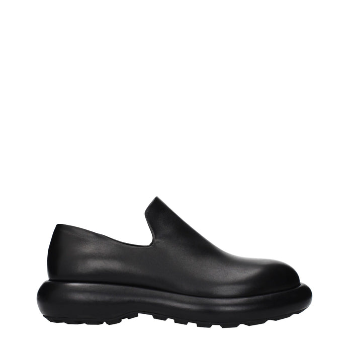 Jil Sander Black Leather Slip-On Loafers