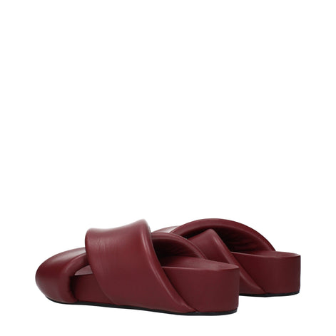 Jil Sander Red Leather Slippers