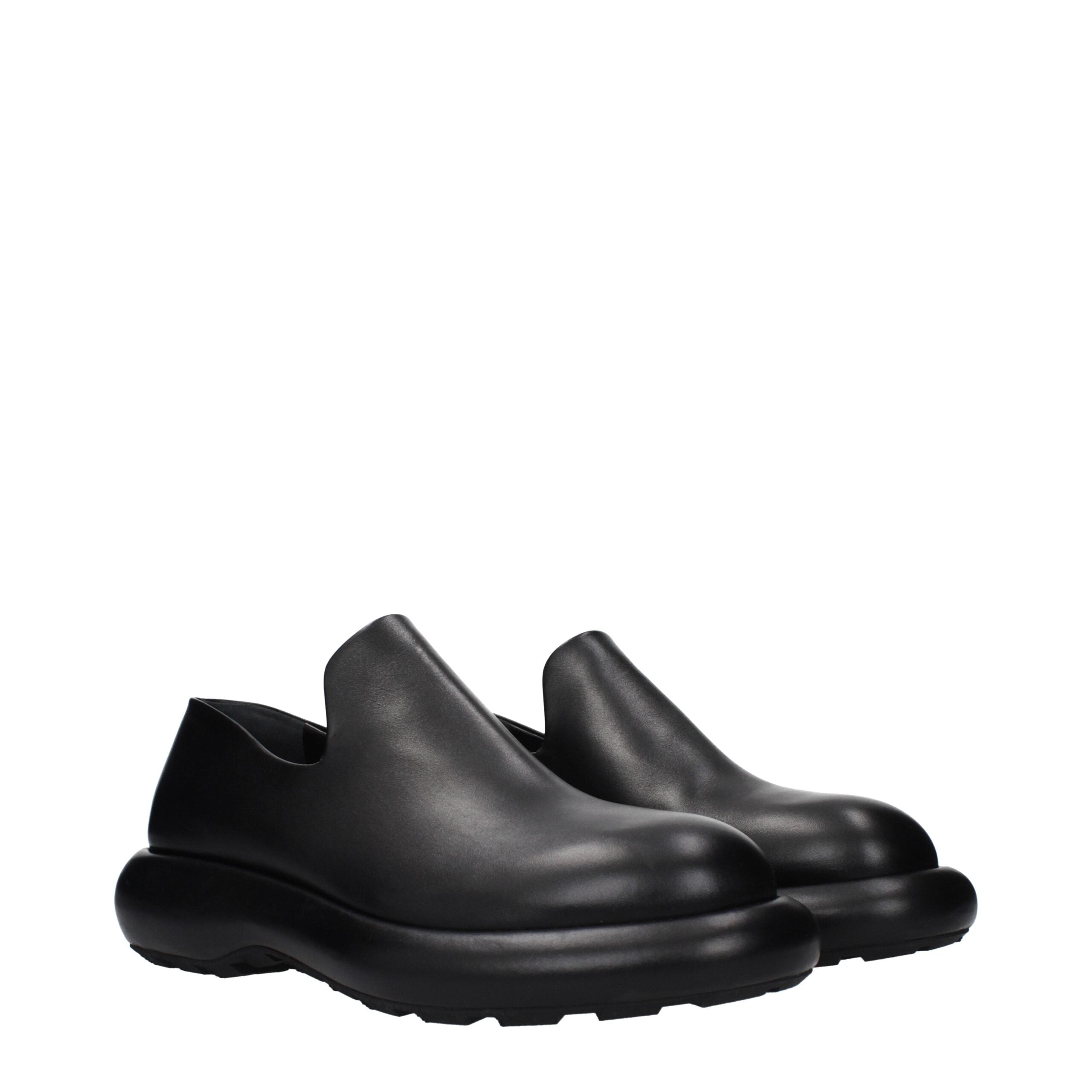 Jil Sander Black Leather Slip-On Loafers