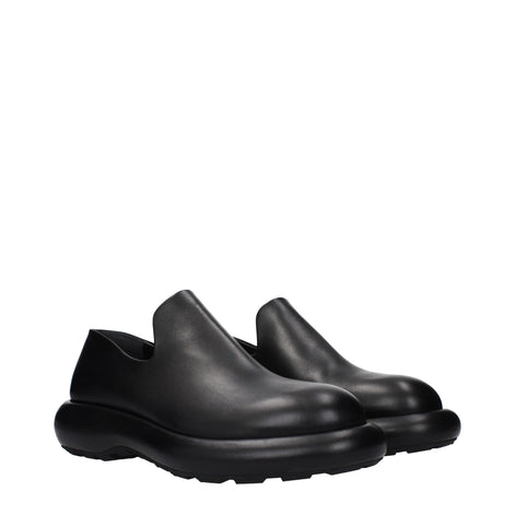 Jil Sander Black Leather Slip-On Loafers