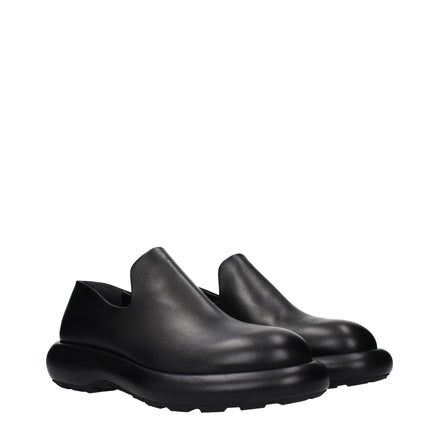Jil Sander Black Leather Slip-On Loafers