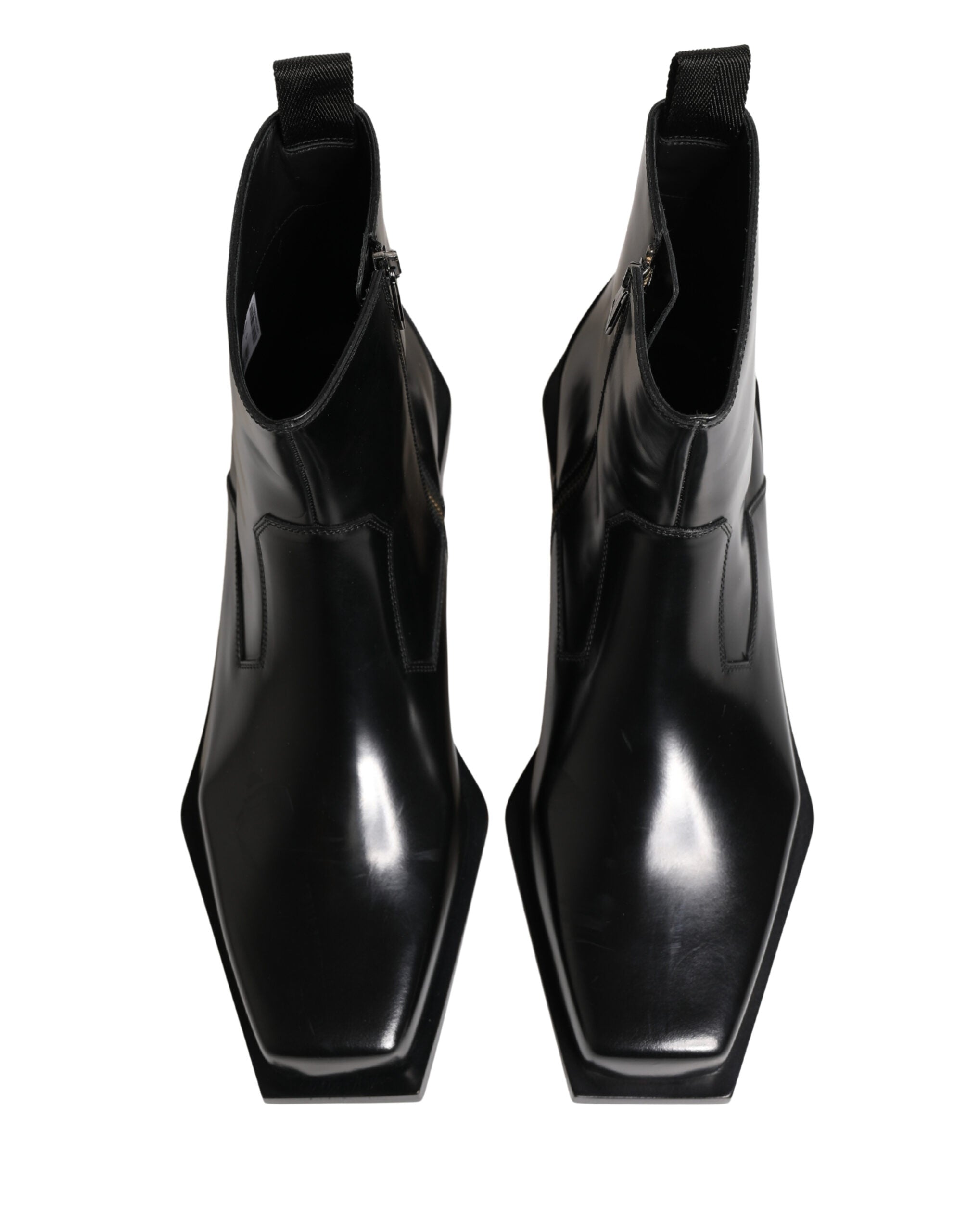 Bottines Dolce & Gabbana en cuir noir avec fermeture éclair