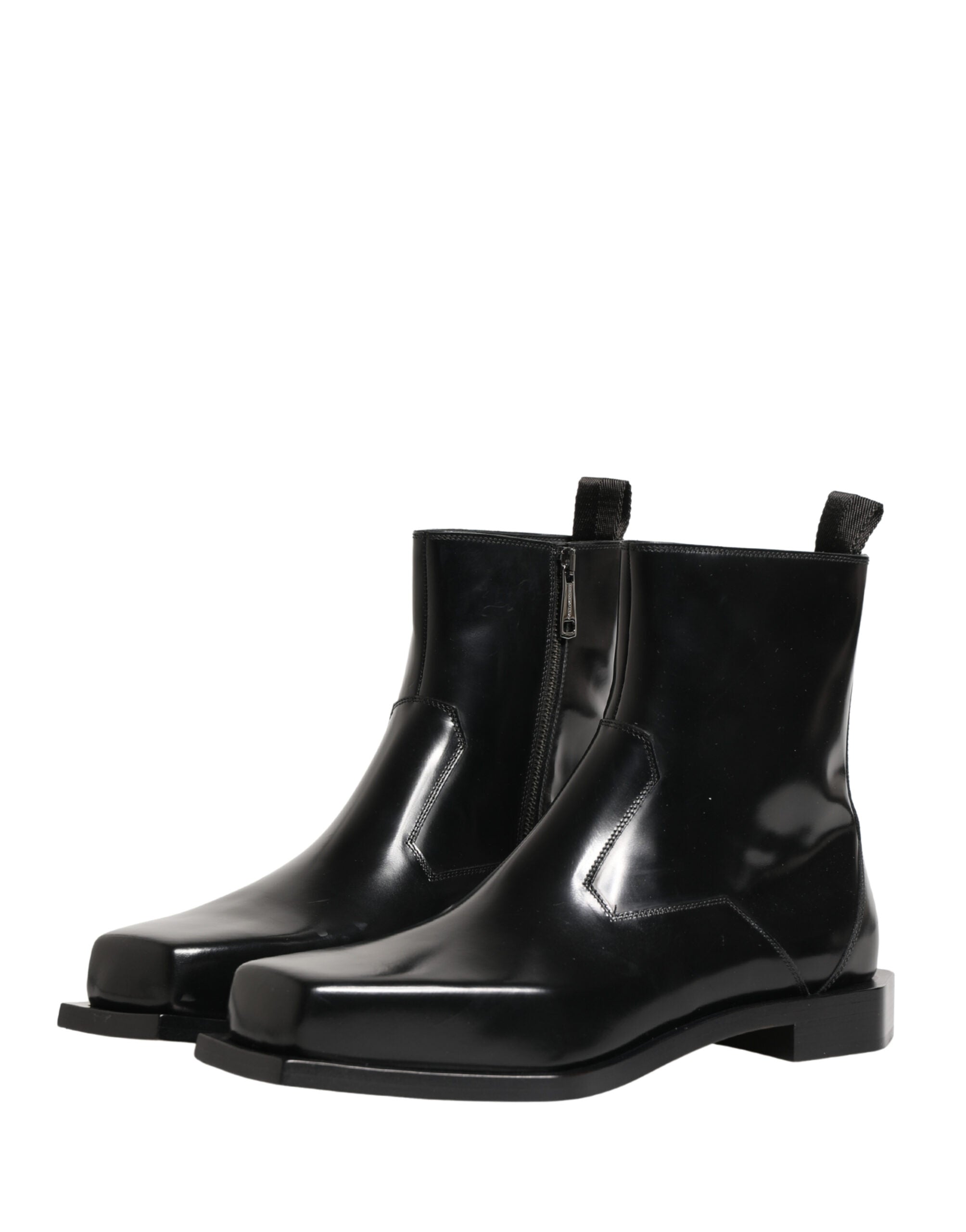 Bottines Dolce & Gabbana en cuir noir avec fermeture éclair