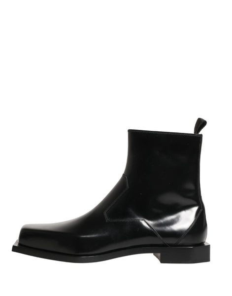 Bottines Dolce &amp; Gabbana en cuir noir avec fermeture éclair