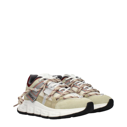 Versace Beige Leather Chunky Sneakers Versace