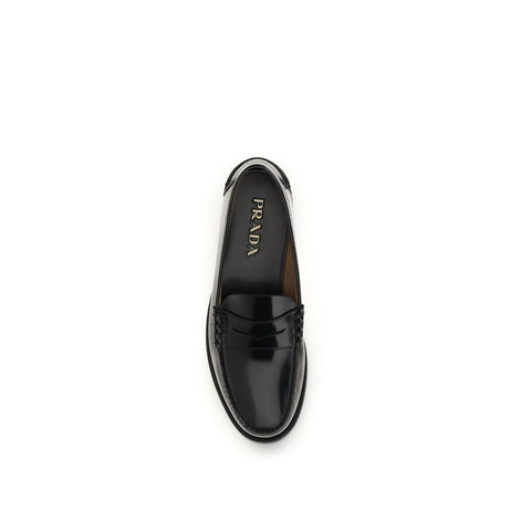 Prada Black Calf Leather Bos Taurus Slip-On Loafers Prada