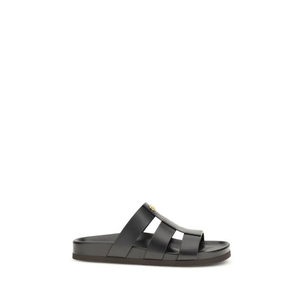 Valentino Garavani Black Calf Leather Bos Taurus Sandals Valentino Garavani