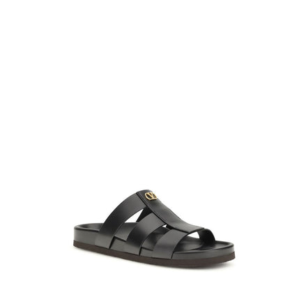 Valentino Garavani Black Calf Leather Bos Taurus Sandals Valentino Garavani