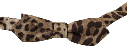 Dolce & Gabbana Brown Leopard Silk Adjustable Neck Papillon Men Bow Tie Dolce & Gabbana